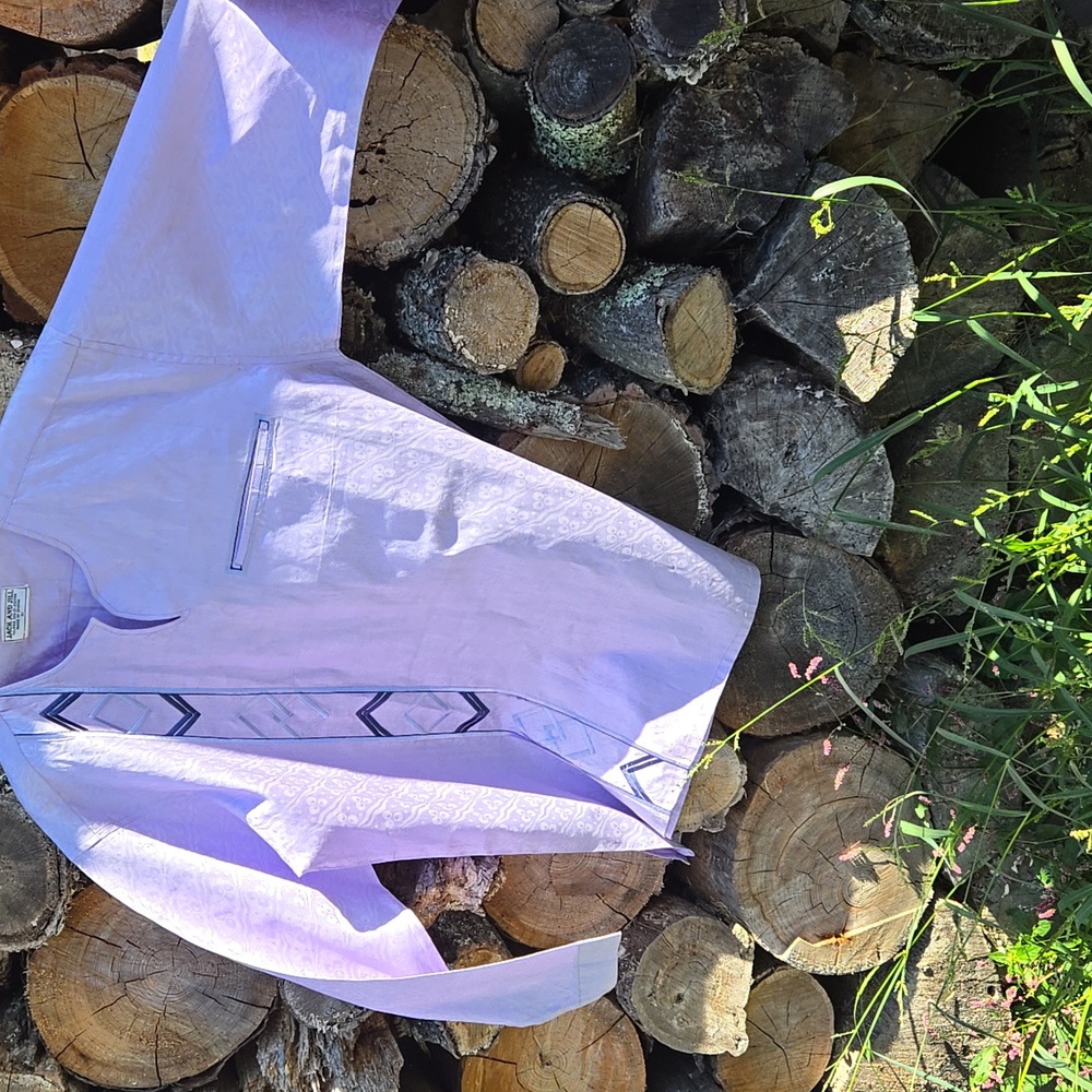 Purple Dress Shirt with Geometric Trim